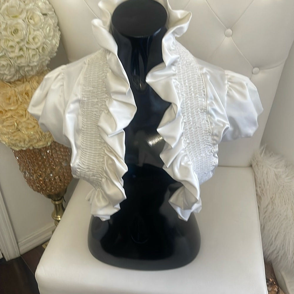Women’s bolero type white satin vest